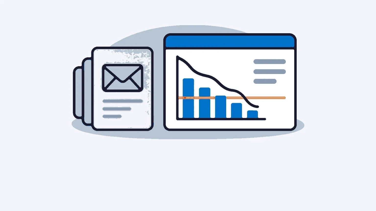 A campaign dashboard: the unsubscribe rate curve, the alert threshold and the volume sent